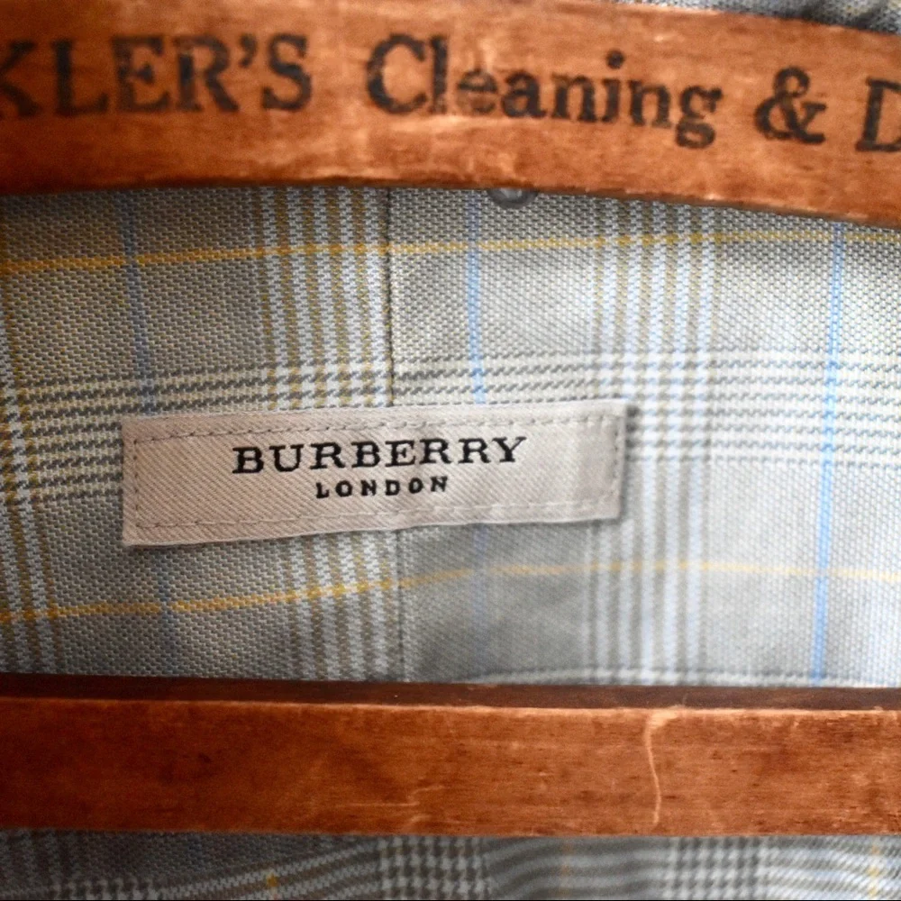 Burberry London Green Plaid Button Down Shirt Size Large - Picture 3 of 4